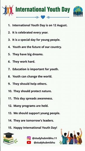 International Youth Day | 15 Lines in English for Students