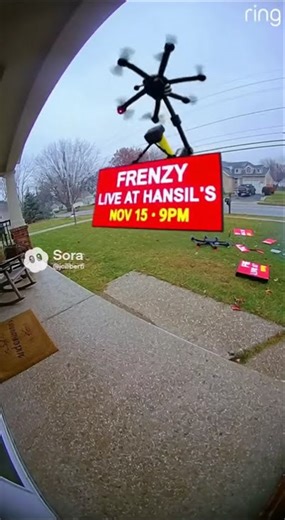 Drone smashes another drone with a hammer delivers heavy metal message about New Jersey tribute band