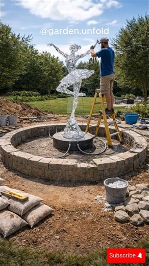 A Beautiful, Magical Garden with a Crystal Fountain