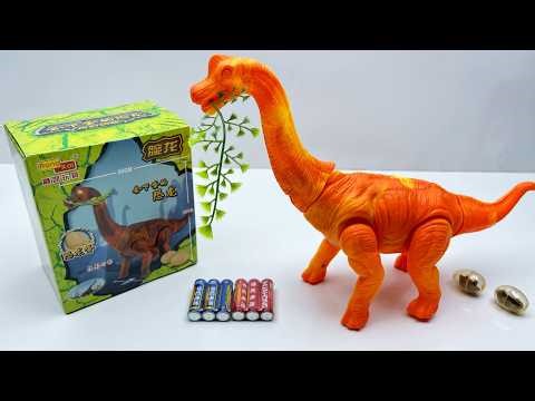 8-Minute Electric Toy Unboxing: Brachiosaurus Laying Eggs in Dinosaur World ASMR Review Toy