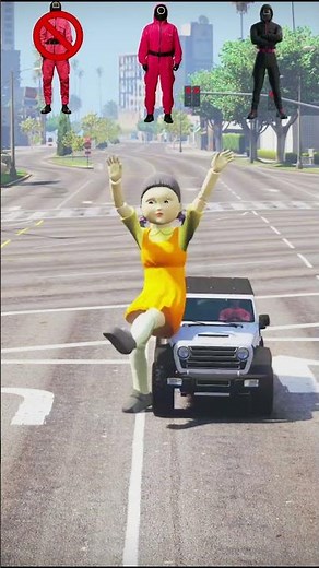 Car Challenge Squid Worker in GTA V #3 | #shorts #gta5 #cartoon