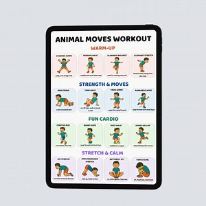 Kids Workout Poster Printable – 16 Fun Animal Moves Exercises, Kids Exercise Chart PDF A4 US Letter, Playroom & Classroom Fitness Decor - Etsy