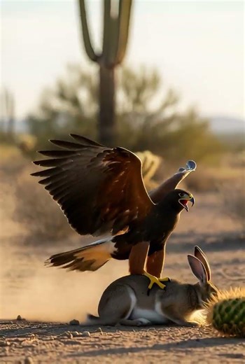 Jackrabbit Slams into Cholla Cactus During Hunt