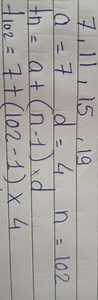 Given the arithmetic progression 7, 11, 15, 19, ..., where:Fi... | Filo