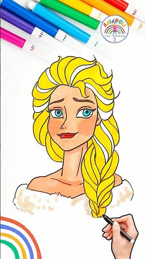 FROZEN Elsa Drawing Tutorial | How to Draw Elsa Easy 🌈👸🏼❄ #elsa #disney #drawing