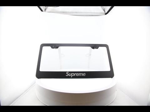 Matte Black T304 Stainless Steel License Plate Frame – Laser Etched “Supreme” Design