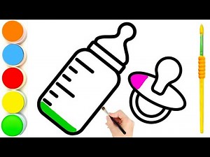 How to Draw Baby Bottle and Pacifier | Easy Step by Step | Kids Drawing and Coloring