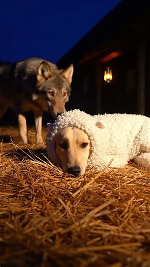 The Reverse "Wolf in Sheep's Clothing"! Dog in Costume Shocks a Wolf! 🐑🐺