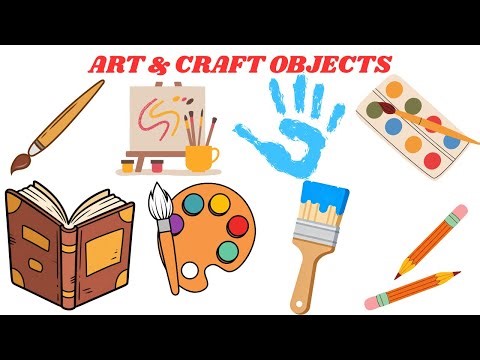 Art & Craft Objects Names in English, Hindi & Urdu | Kids Learning Video | Art Tools for Beginners