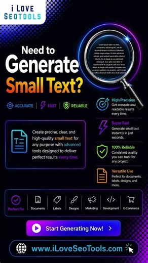 Small Text Generator – Free Online Tiny Text Converter | iLoveSEOTools