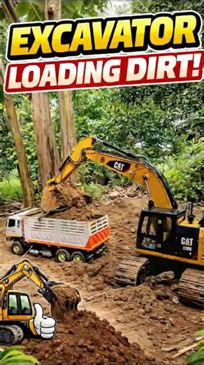 CAT Excavator Loading Soil Onto Dump Truck | Satisfying Mini Construction 🚜