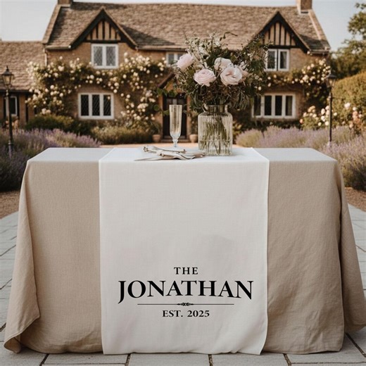 Personalized Wedding Table Runner With Family Name, Custom Linen Sweetheart Table Banner, Last Name Sign, Anniversary & Bridal Gift 1226YZP0 - Etsy