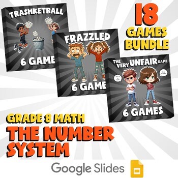 18 No Prep Math Games Bundle A - The Number System - Grade 8 Review Activity
