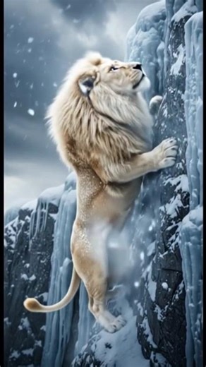 AI Epic: White Lion Rescues Baby Mountain Goat from Icy Cliff 🦁❄️🐐 | Cinematic Short