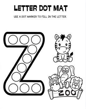 Letter Z Dot Marker Page Learn the Letter Z Activity Preschool Alphabet Activity
