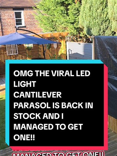 OMG THE VIRAL LED LIGHT CANTILEVER PARASOL IS BACK IN STOCK AND I MANAGED TO GET ONE!! @COSTWAY-UK #cantilever #parasol #gardenumbrella #gardendecor