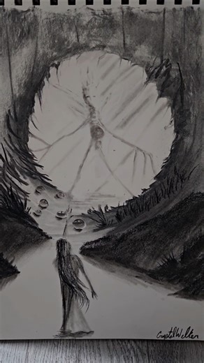 scary art. Tears of dust. #darkart #charcoal