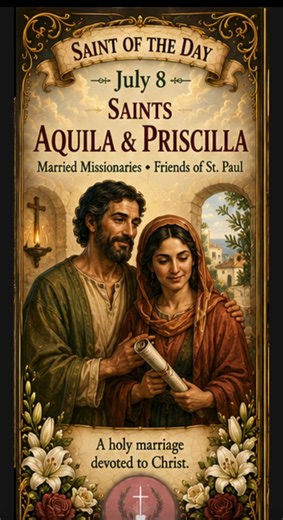 ❤️ Saint of the Day | July 8 Saints Aquila and Priscilla They didn’t preach from a stage… They shared Christ from their home. 🙏 Saints Aquila and Priscilla, pray for us! ❤️ Comment: “Bless my family, Lord!” #S#SaintOfTheDayS#SaintsAquilaAndPriscillaA#AquilaAndPriscilla#Catholic#Sharepointsearchinsights