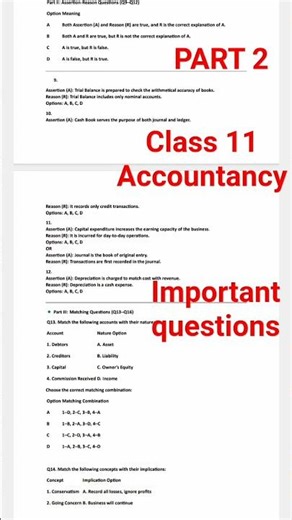 class 11 Accountancy Important Questions