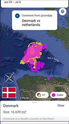 DENMARK🇩🇰 vs NETHERLANDS🇳🇱 country size comparison #truesize #westerneurope #mapping #mapper #short