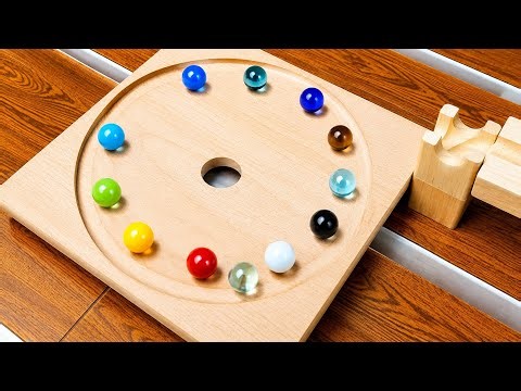Marbles Racing Around a Wooden Track 🏁 | Satisfying Marble Run ASMR