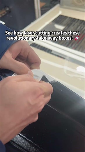 Witness the laser's precision in creating these easy-tear takeaway boxes.