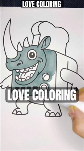 Coloring RHINO TOASTERINO-Italian Brainrot Animal #shorts#italianbrainrot #rhinotoasterino #brainrot