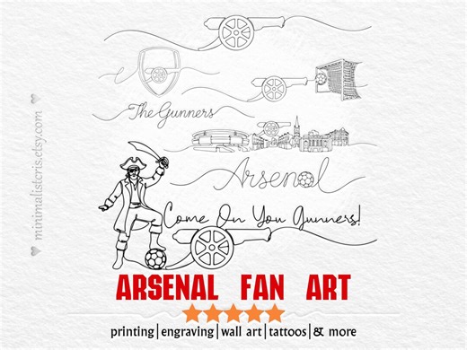 Arsenal Art - Arsenal SVG & PNG Soccer Bundle, Minimalist Soccer Line Art Drawings [ Digital Download] - Etsy