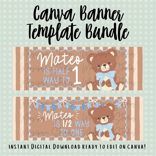 Editable Bear Birthday Banner Template (digital Download) - Etsy