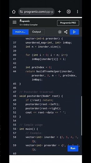 Construct Binary Tree from Inorder and Preorder | Postorder Output in C++ | DSA Tree Problem