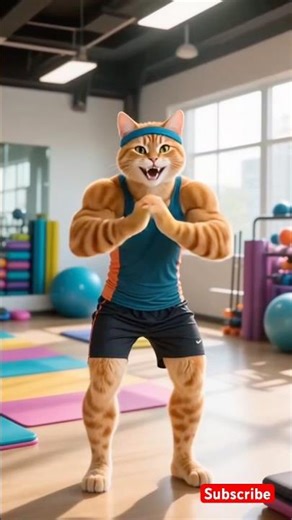 Strong Ginger Cat Fitness Trainer 💪🐱 | Cute AI Cat Workout Motivation #ai #cat #shorts