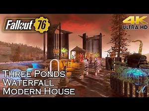 Fallout 76 - Three Ponds Waterfall Modern House camp (Skyline Valley)