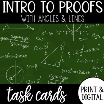 Geometry Proofs Task Cards Practice Activity Intro to Angles and Lines Proofs