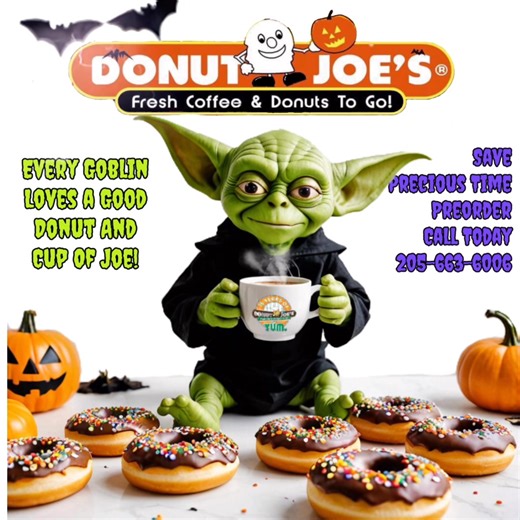 👻 Even the goblins can’t resist a fresh Donut Joe’s donut! This little rascal was caught red-handed — devouring a box of our donuts and sipping on a hot cup of Joe before sunrise. ☕️🍩 Don’t let the goblins beat you to it — grab your treats early at Donut Joe’s! Fresh, handmade, and frightfully good. 🎃 #DonutJoes #CupOfJoe #HalloweenDonuts #SpookySeason #EatLocal #DonutLover | Donut Joe's