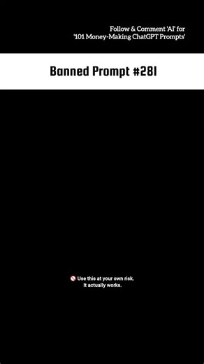 Chatgpt | Ai tools | prompt on Instagram: "☠️ Comment "AI” & I’ll DM you "101 ChatGPT Prompts to Make Your First Lakh" Prompt Library 🔥 The difference between content and cash is the right prompt.. 📘 Tested earning prompts 💰 Beginner-friendly 👇 Comment AI for access."