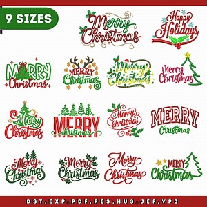 Merry Christmas Embroidery Designs Mega Bundle (digital Download) - Etsy