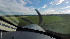 A private plane landing at the airport - a view from the cockpit