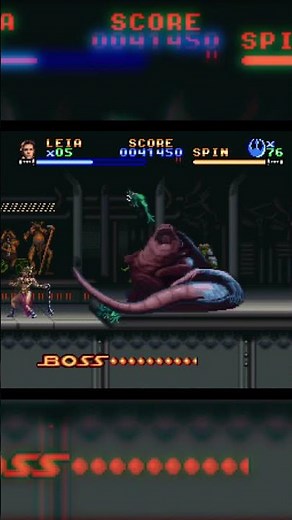 SNES Super Star Wars Return of the Jedi Slave Leia - Inside Jabbas Sail barge - Jabba The Hutt Boss