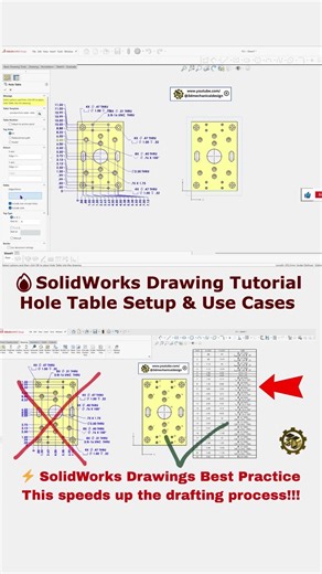 🔥SolidWorks Drawing Tutorial: Hole Table Setup & Use Cases