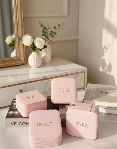 Personalized Jewelry Box | Custom Name Faux Leather Travel Jewelry Storage Box - Etsy