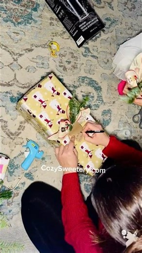 Relaxing gift wrapping Christmas video.