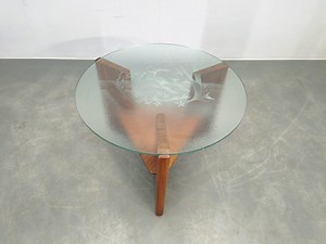 Table basse ronde en teck, plateau en verre, Danemark, années 60 - Etsy France