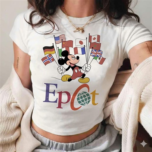 Epcot Mickey Flags of Nations Vintage 90s Shirt, WDW Epcot World Tour Baby Tee, Disney Family Trip Vacation Shirt - Etsy