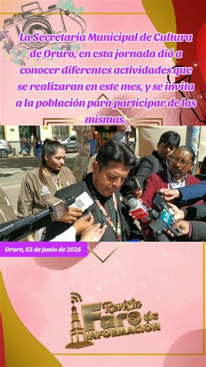 Agenda cultural Oruro junio 2026: feria gastronómica, Año Nuevo Aymara y documental