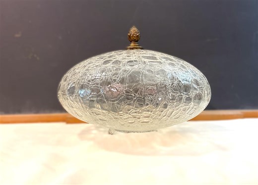 1970's UFO Crackle Glass Light Fixture Globe - Etsy