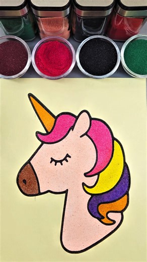 🦄 Magical Rainbow Unicorn Sand Art | #relaxing #youtubeshorts