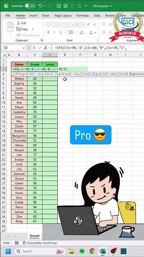 How to set Grade in Result using IFS functions #excel #exceltips #ytshorts #shorts #viral #tutorial