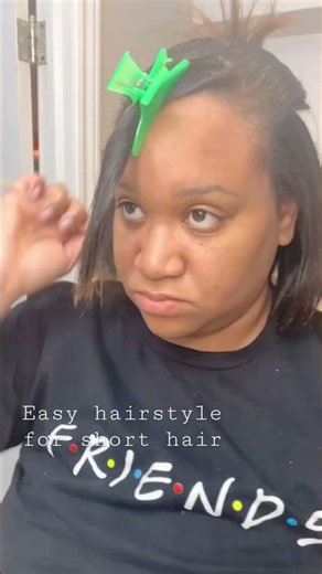 Easy hairstyle for short relaxed hair #hairstyles #shorthairstyles #relaxedhair