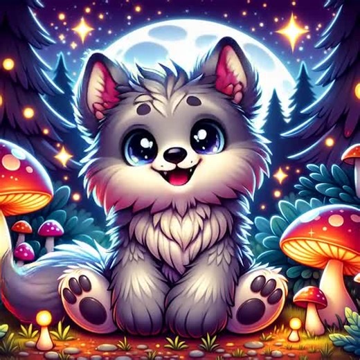 Whimsical Halloween Werewolf Monster Digital Art Print - Cute Moonlit Forest Wall Art - Etsy