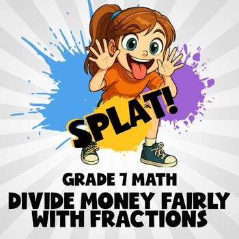 Divide Money Fairly with Fractions SPLAT! Math Game - No Prep Grade 7 Review